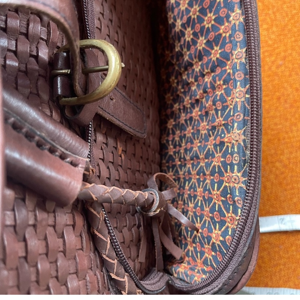 LEATHER Basketweave Rucksack Backpack - Picture 10 of 14